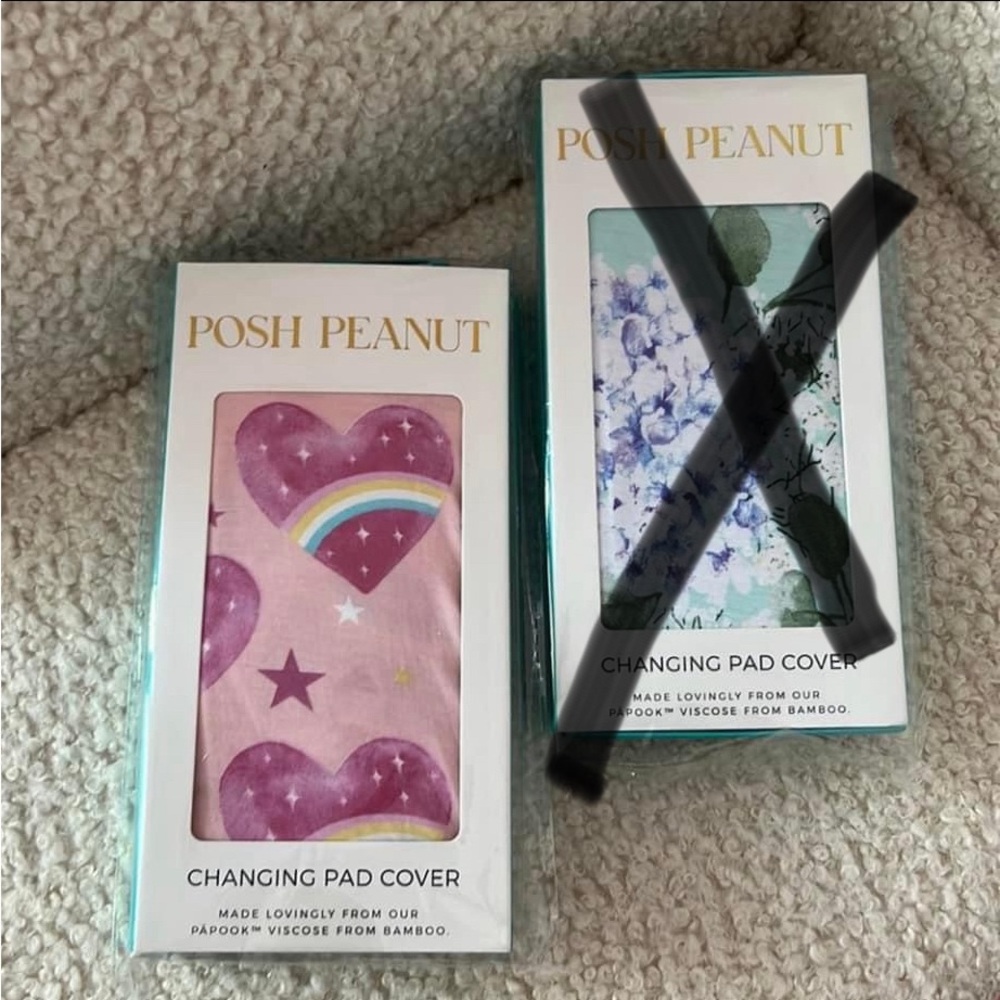 Posh peanut rainbow hearts pink changing pad new